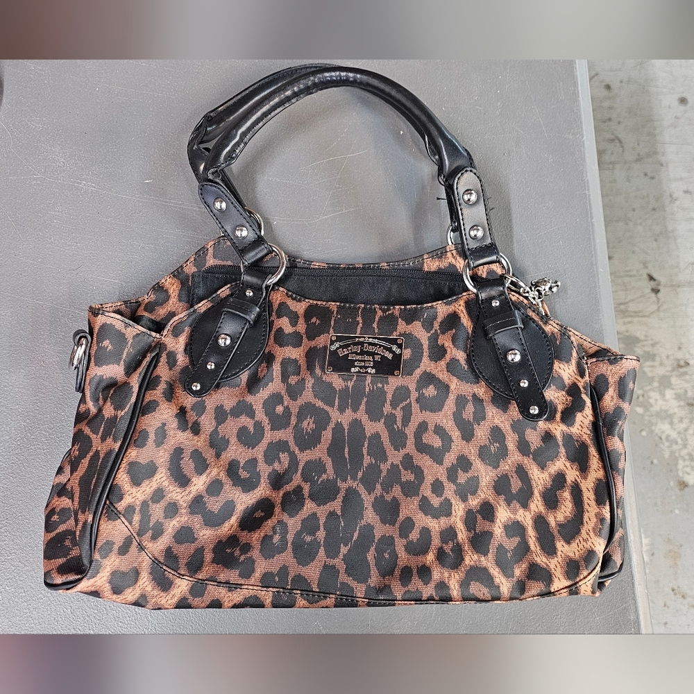 Harley-Davidson Leopard Print Shoulder Bag with Black Details